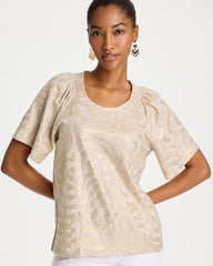 Chico's Sale - Cotton Foiled Shirred Tee