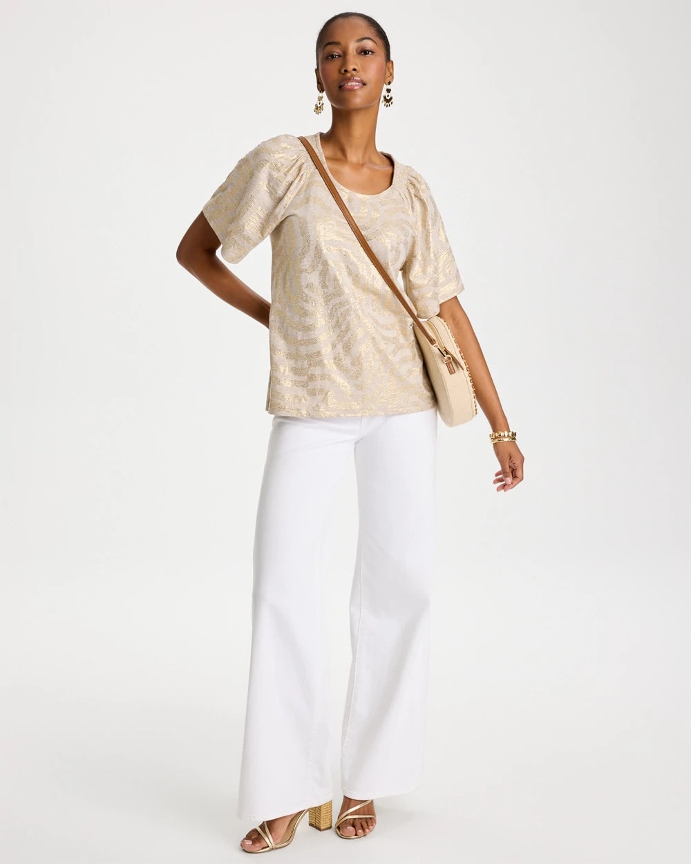 Chico's Sale - Cotton Foiled Shirred Tee