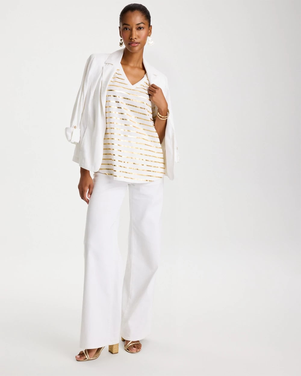 Chico's Online - Striped Cotton Slub V-Neck Tee