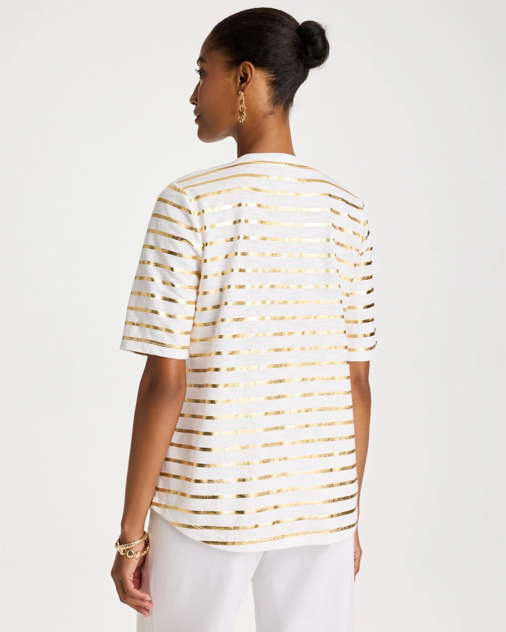 Chico's Online - Striped Cotton Slub V-Neck Tee
