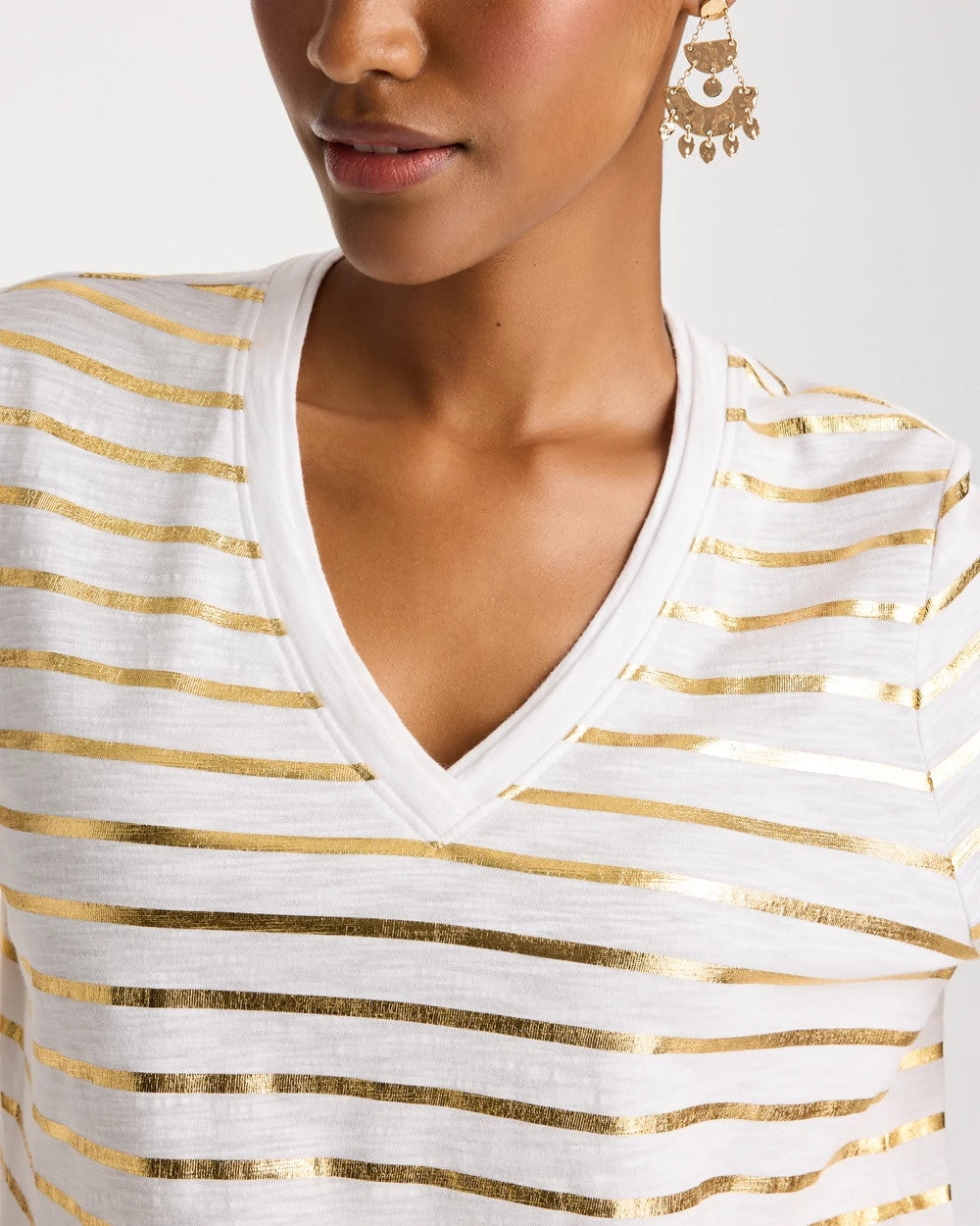 Chico's Online - Striped Cotton Slub V-Neck Tee