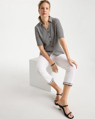 Chico's Discount - Gingham Textured Camp Tee