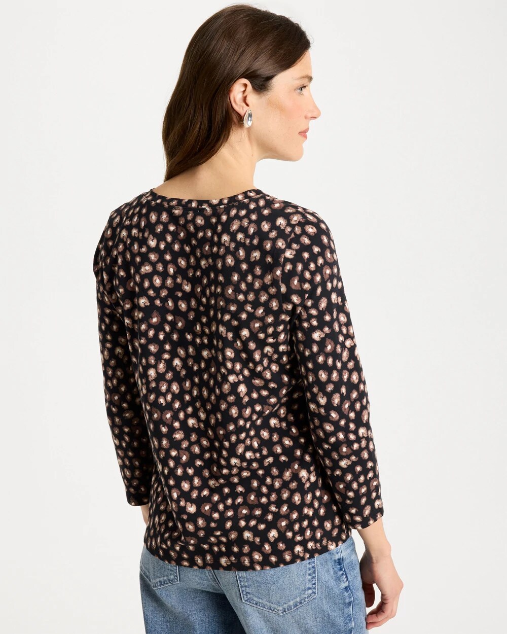 Chico's Outlet - Cotton Stretch 3/4 Sleeve Polka Dot Tee