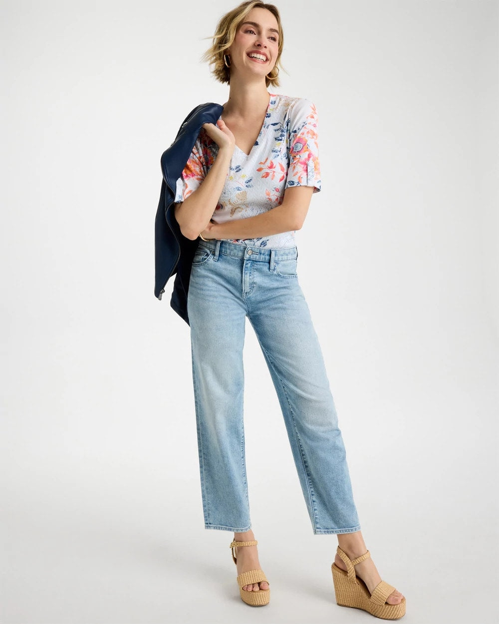 Chico's US - Pima Floral Elbow Sleeve Tee