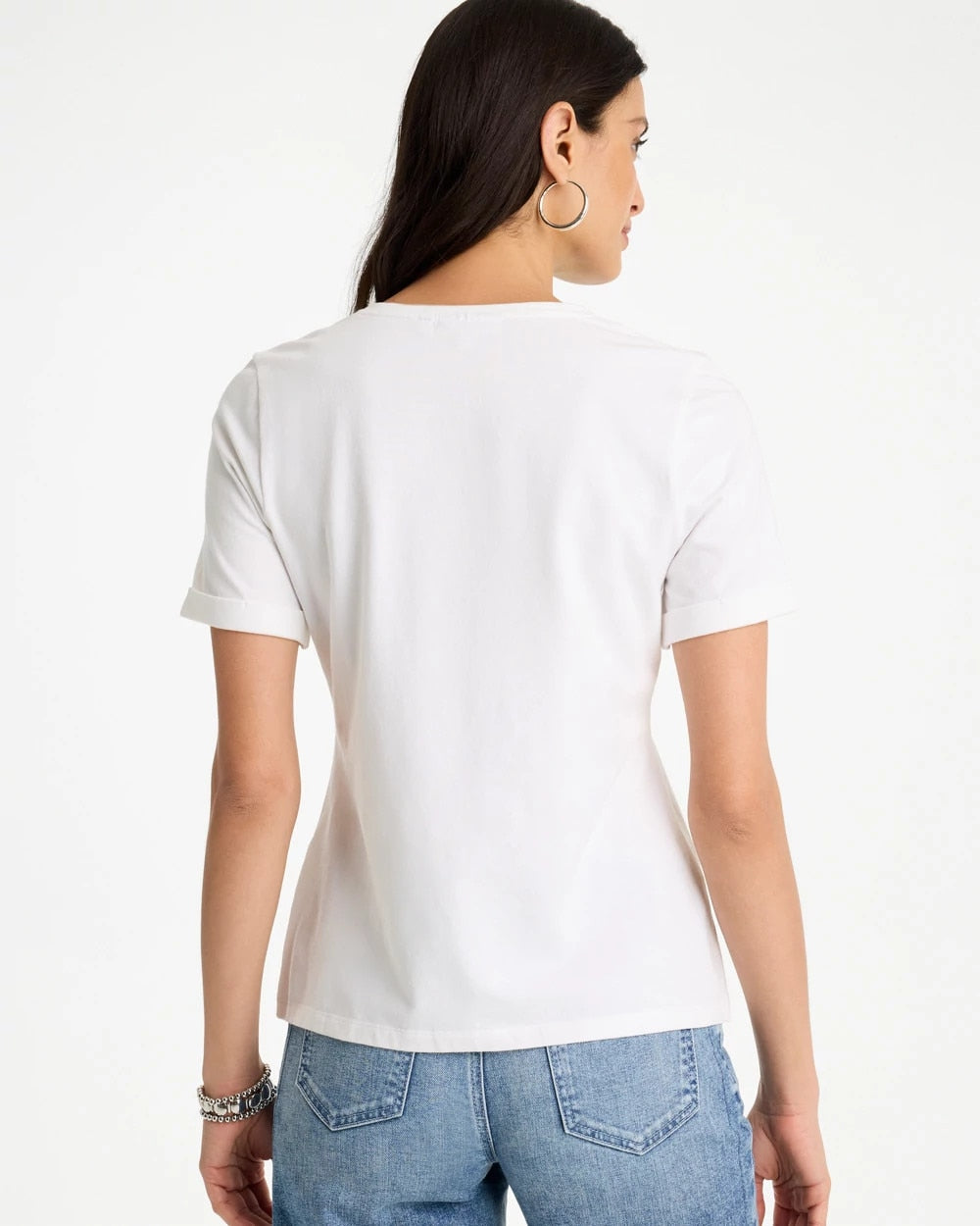 Chico's / Cotton Stretch Palm Sequin Tee