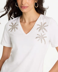 Chico's / Cotton Stretch Palm Sequin Tee