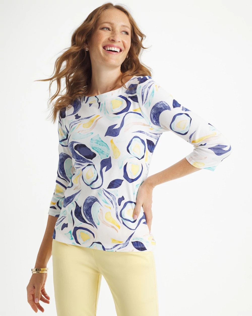 Chico's Sale - Abstract Pima 3/4 Sleeve Tee