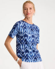 Chico's US - Tie Dye Chevron Pima Elbow Sleeve Tee