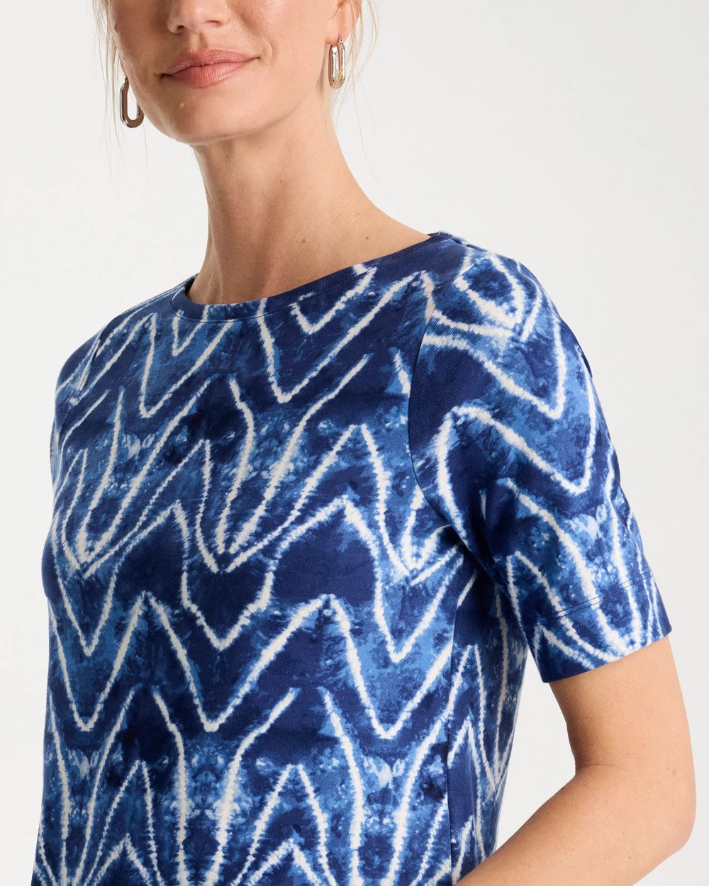 Chico's US - Tie Dye Chevron Pima Elbow Sleeve Tee