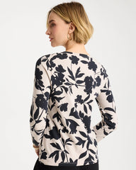 Chico's Discount - Cotton Stretch 3/4 Sleeve Floral Tee