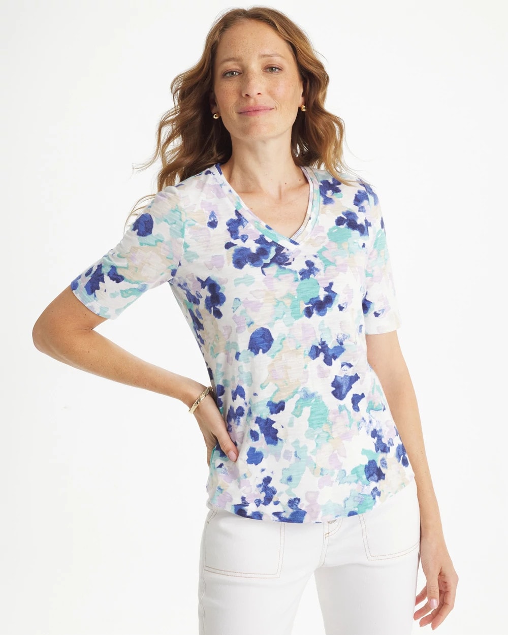 Chico's US - Pebbles Cotton Slub V-Neck Tee