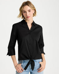 Chico's On Sale - Poplin Cotton Tie-Front Top