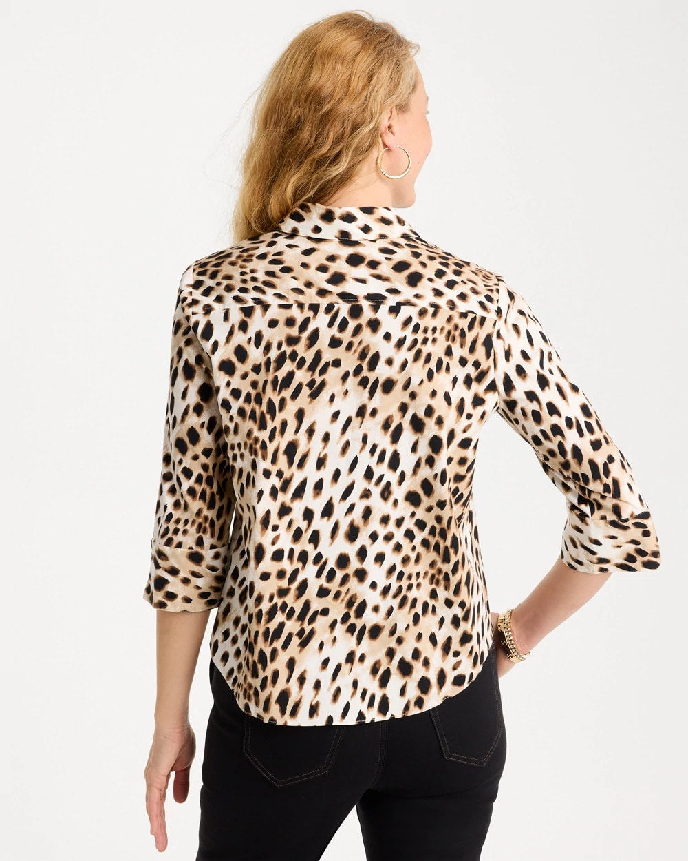 Chico's Outlet - Poplin Cotton Animal Print Tie-Front Top