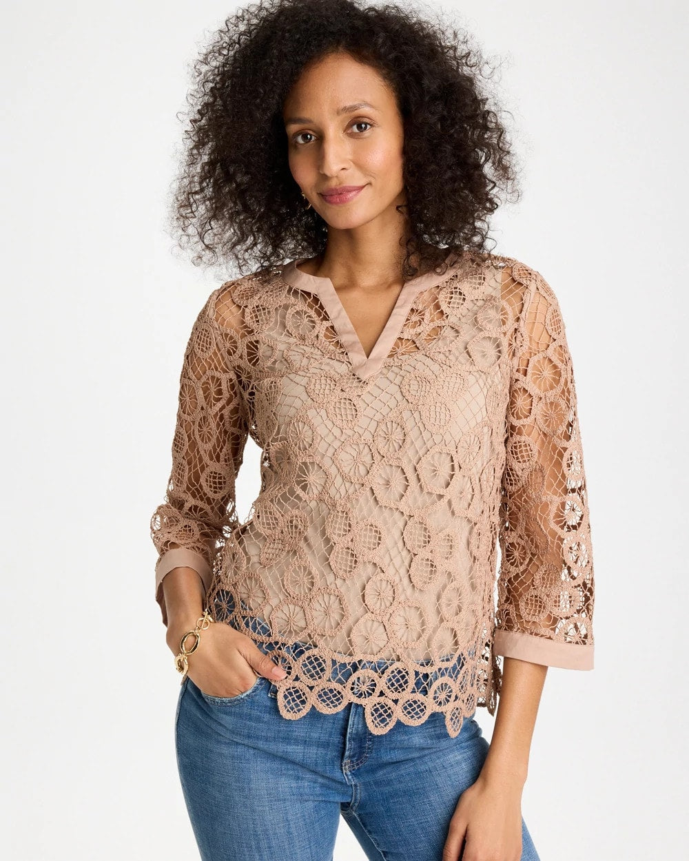 Chico's Online - Mixed-Media Medallion Lace Top