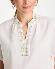 Chico's US - Linen Embellished Popover Top