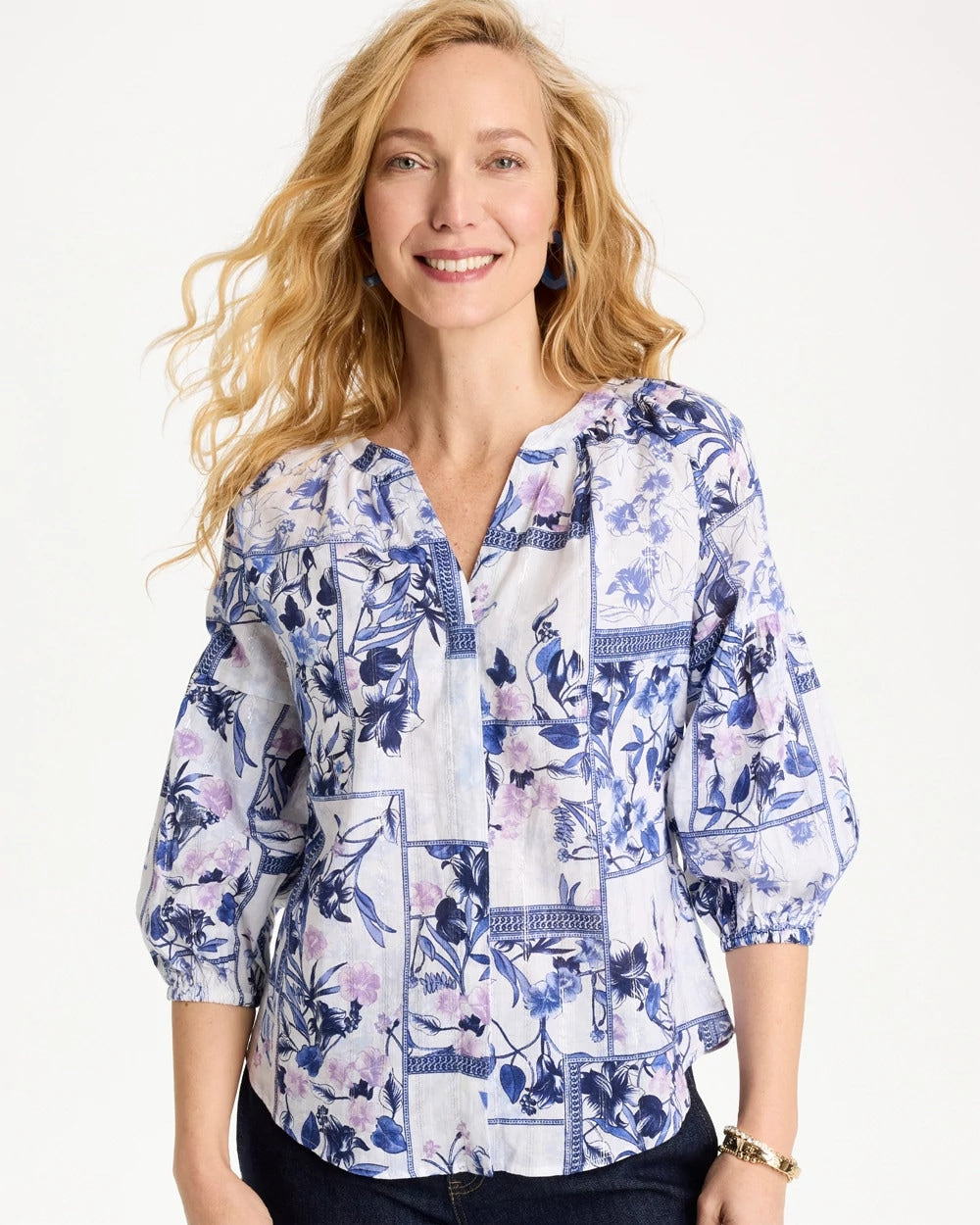 Chico's Outlet - Cotton Printed Billow Sleeve Blouse
