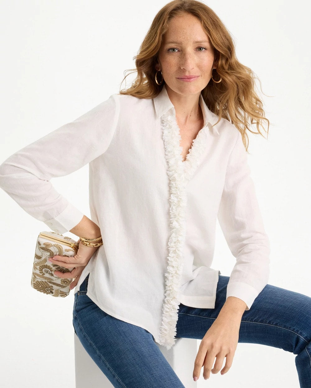 Chico's Online - Linen Flower Embellished Blouse