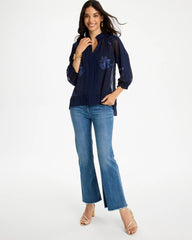 Chico's US - Embellished Splitneck Blouse