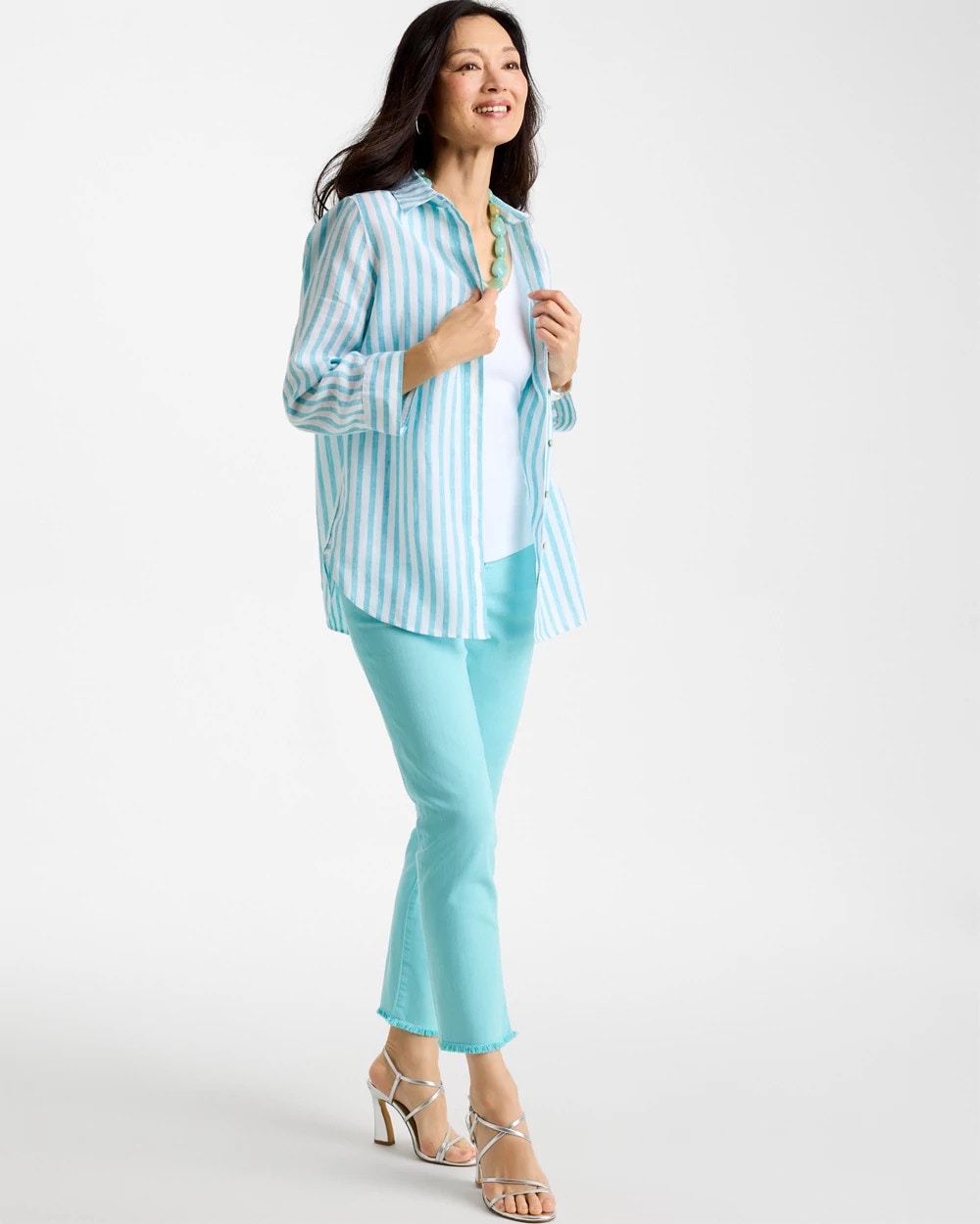 Chico's US - No Iron™ Linen Striped Shirt