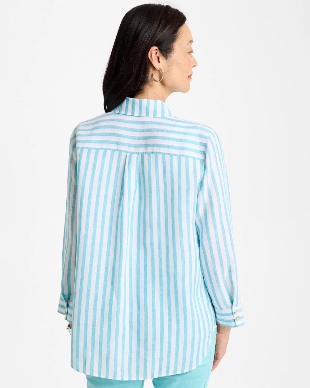 Chico's US - No Iron™ Linen Striped Shirt