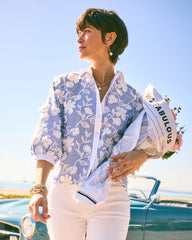 Chico's Discount - Cotton 3D Embroidered Striped Shirt