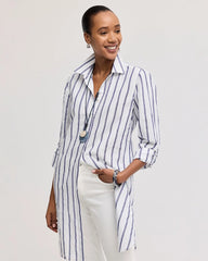 Chico's Sale - Linen Metallic Striped Duster Shirt