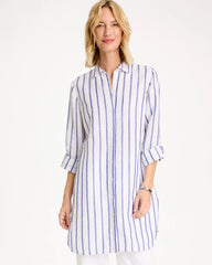 Chico's Sale - Linen Metallic Striped Duster Shirt
