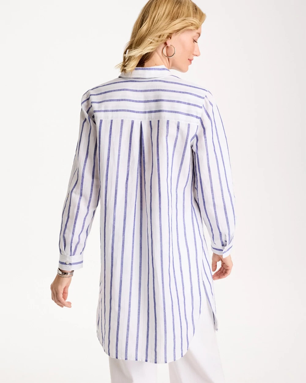 Chico's Sale - Linen Metallic Striped Duster Shirt