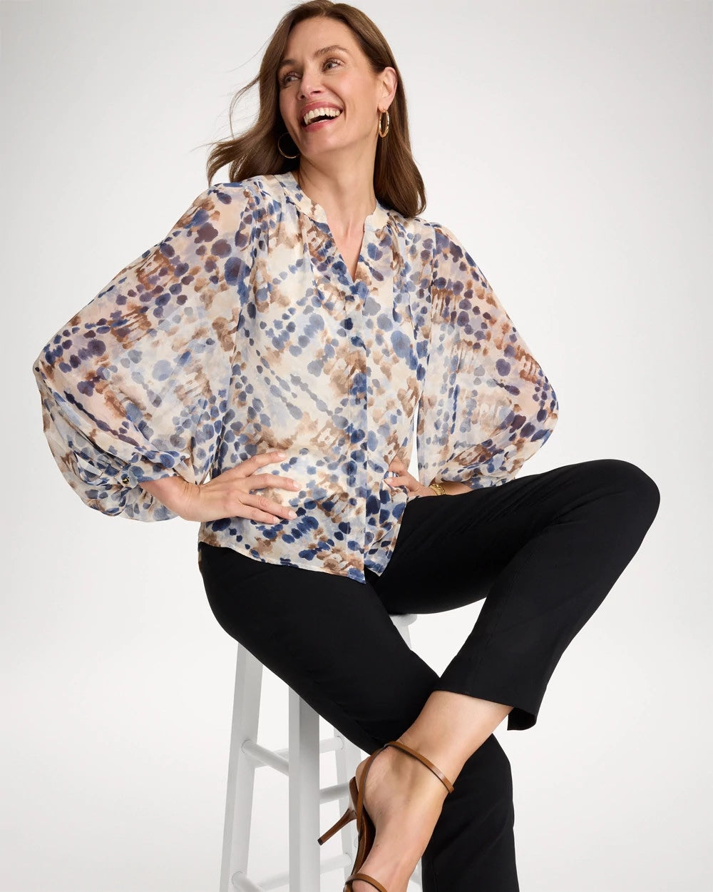 Chico's Outlet - Georgette Printed Blouse