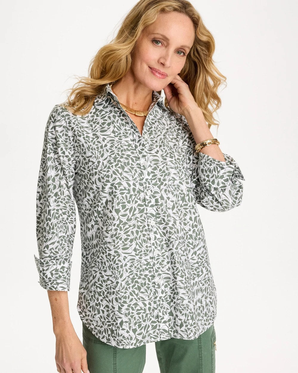 Chico's Discount - Printed No Iron Stretch Shirt