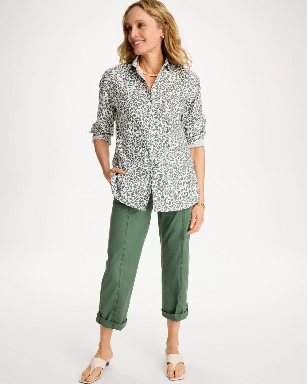 Chico's Discount - Printed No Iron Stretch Shirt