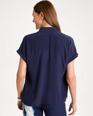 Chico's On Sale - Faux Silk Henley Colorblock Top