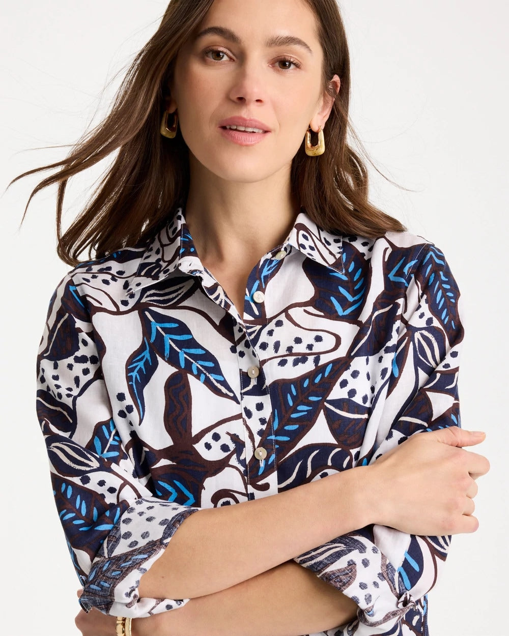 Chico's Discount - Printed No Iron Linen Shirt