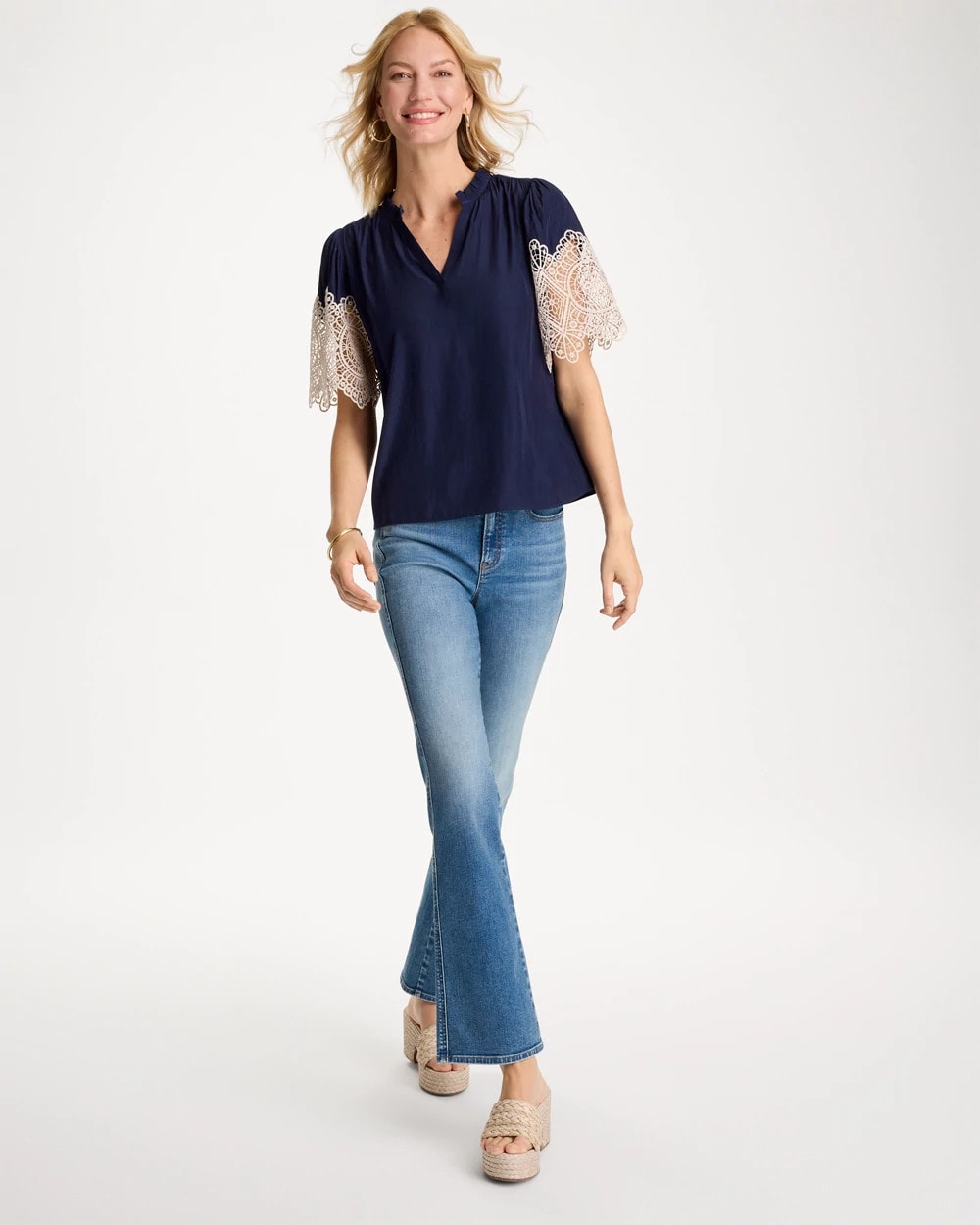 Chico's Outlet - Sea Island Crochet Lace Blouse