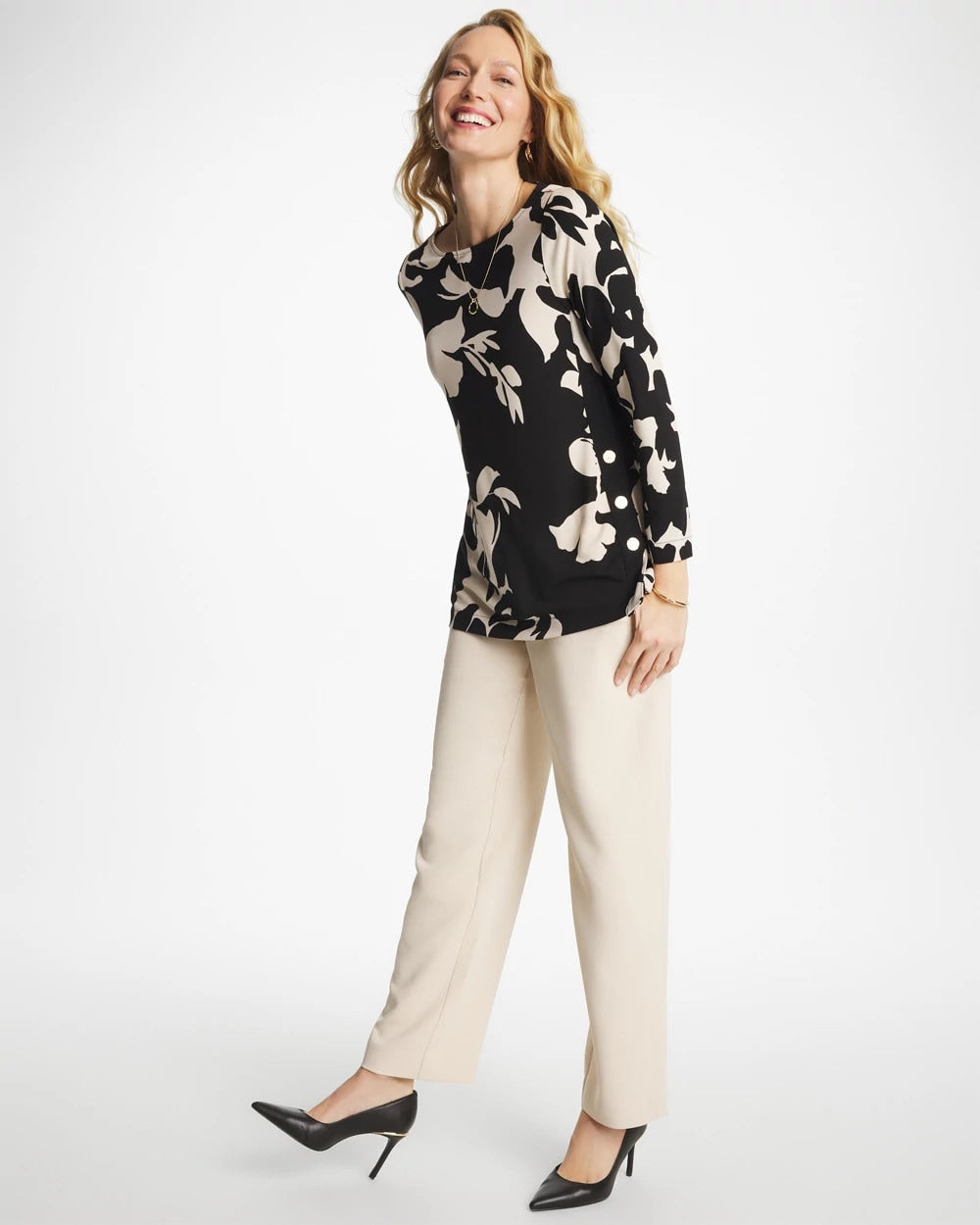 Chico's / Textured Straight Tapered Ankle Pants