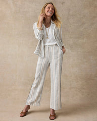 Chico's For Sale - Striped Piped Linen Fly Front Pants