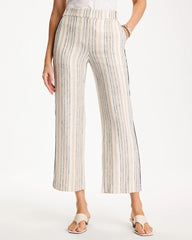 Chico's For Sale - Striped Piped Linen Fly Front Pants