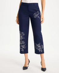 Chico's Outlet - Embroidered Linen Fly Front Pants