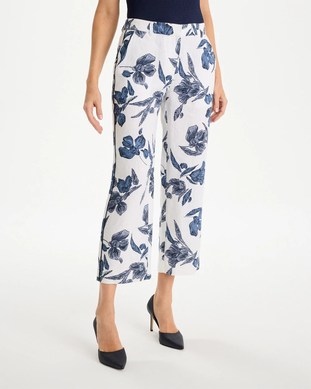 Chico's Discount - Piped Linen Fly Front Pants