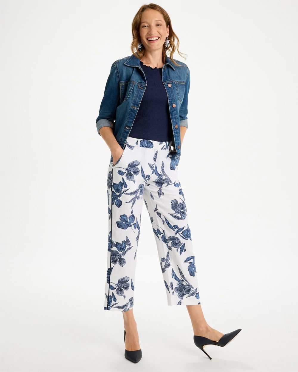 Chico's Discount - Piped Linen Fly Front Pants