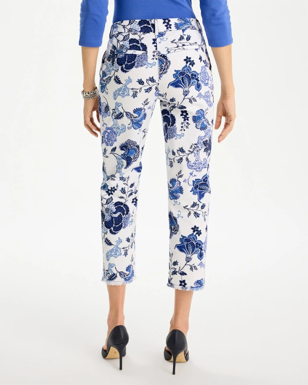 Chico's On Sale - Printed Relaxed Boyfriend Chino Fray Crop Pants
