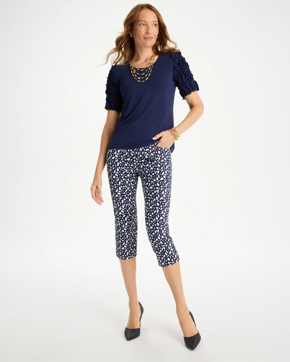 Chico's / Brigitte™ Slim Printed Pull-On Capri Pant