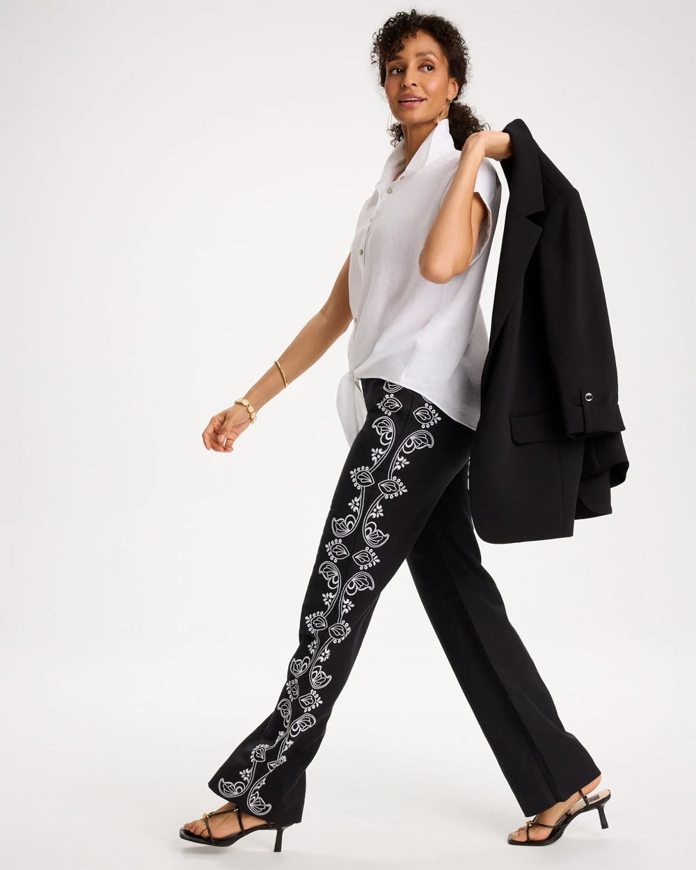 Chico's On Sale - Embroidered Pull-On Wide-Leg Linen Pants