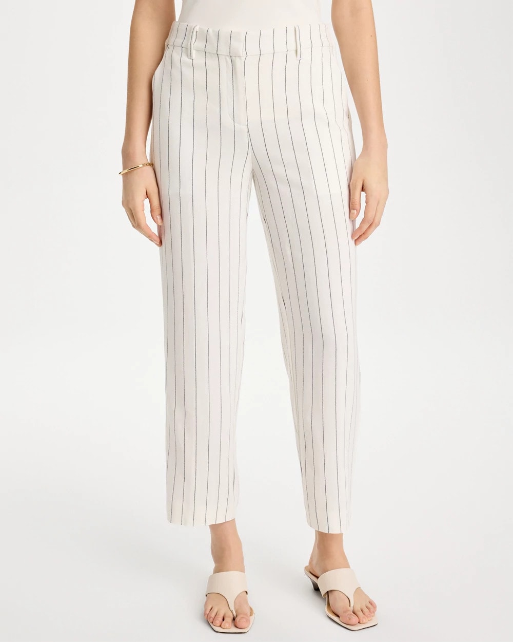 Chico's For Sale - Striped Linen Wide-Leg Ankle Pants