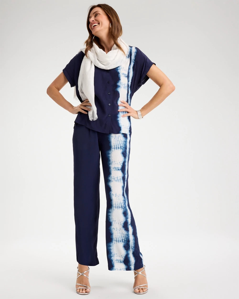 Chico's / Faux Silk Tie-Dye Palazzo Pants