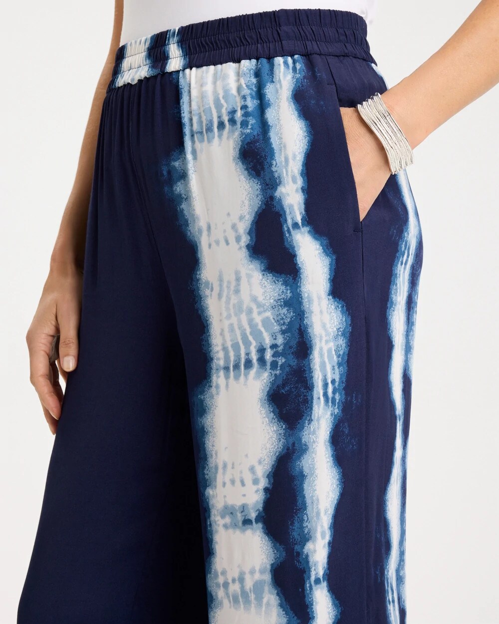 Chico's / Faux Silk Tie-Dye Palazzo Pants