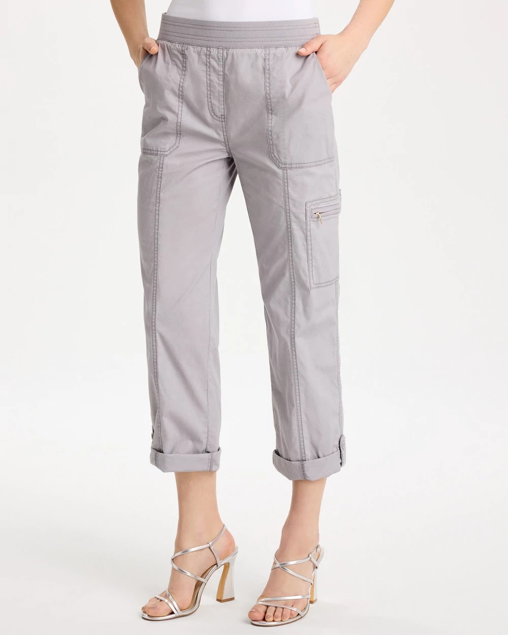 Chico's US - Poplin Cropped Roll Tab Pants