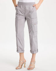 Chico's US - Poplin Cropped Roll Tab Pants