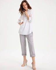 Chico's US - Poplin Cropped Roll Tab Pants