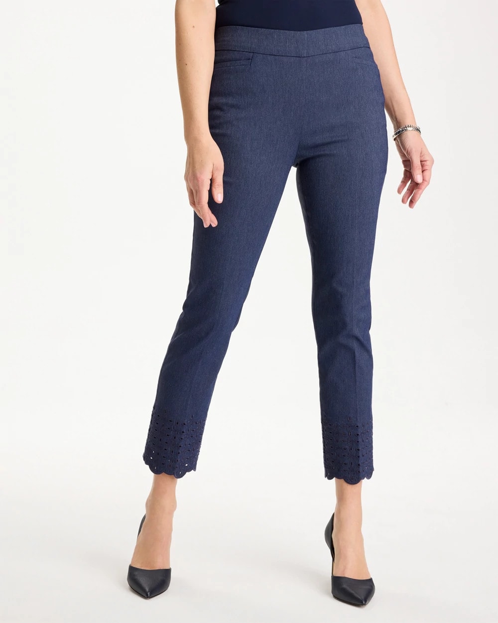 Chico's Outlet - Brigitte™ Slim Embroidered Pull-On Crop Pant